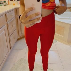 Red athletic leggings